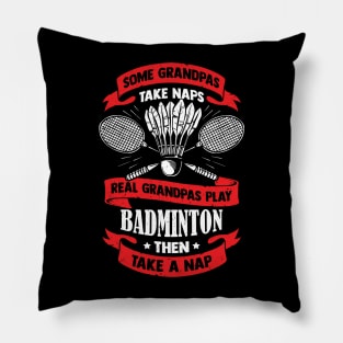 Funny Badminton Grandpa Gift Pillow