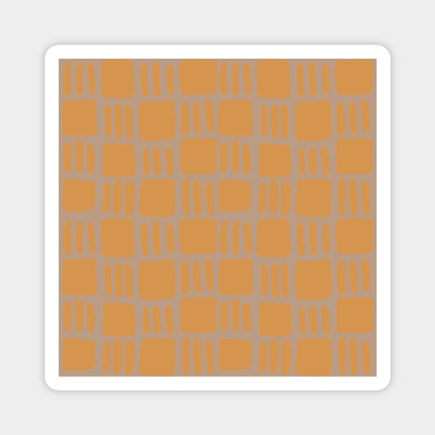 Abstract squares - ochre and beige Magnet by wackapacka