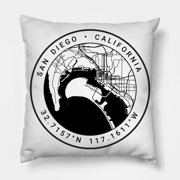 San Diego Map Pillow by Ryan-Cox
