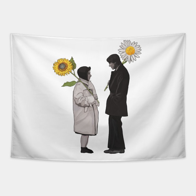 Harold and Maude Flowers Tapestry by chrisayerscreative