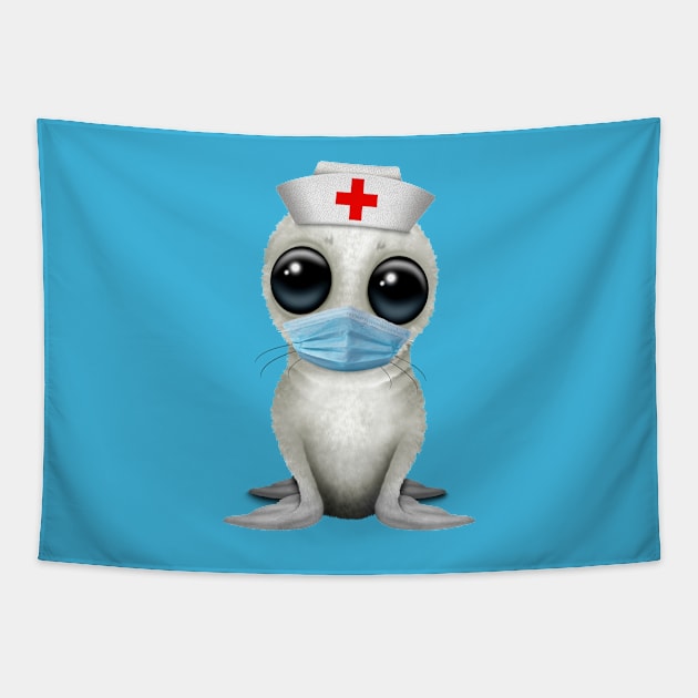 Cute Baby Harp Seal Nurse Tapestry by jeffbartels