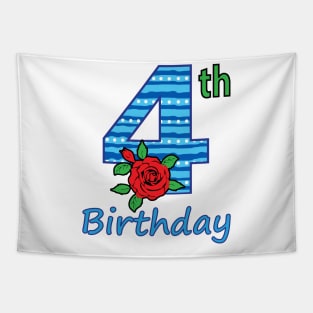 4th Floral - 4th Birthday - Flower - Floral - Birthday Party gift Tapestry