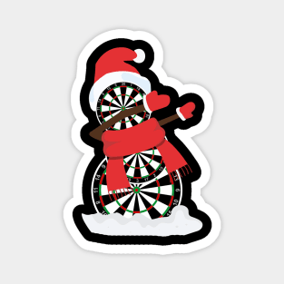 Darts Snowman Dabbing Xmas Gift For Dart Player Magnet