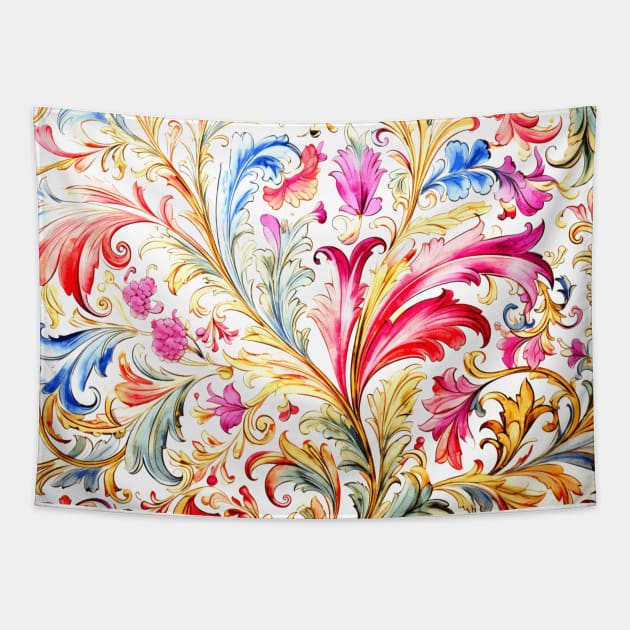 Fancy Watercolor Florentine Style Pattern Tapestry by Pixelchicken