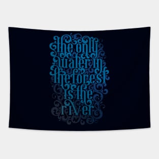 River Song Blue Lettering Quote Tapestry