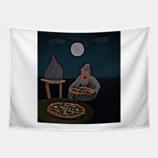 man carrying some pizza Tapestry