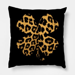 Cheetah Leopard Print Shamrock St Patricks Day Pillow