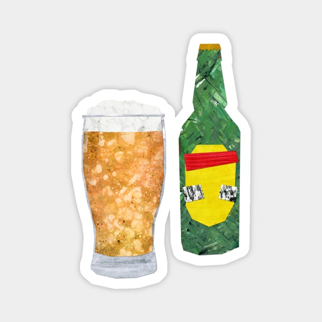 Bottle of beer and pint glass Magnet by Babban Gaelg