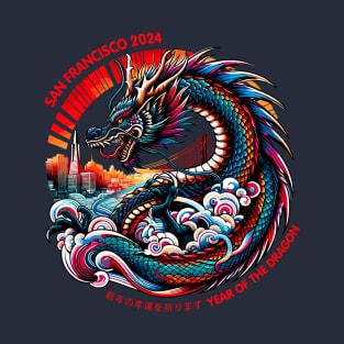 San Francisco Skyline Anime Dragon: Lunar New Year 2024 T-Shirt