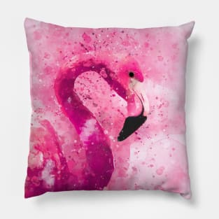 Dramabite Flamingo Pink Watercolor Painting Gift Wife Girlfriend Pillow