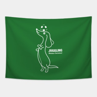 Miniature Dachshund JUGGLING -White- Tapestry