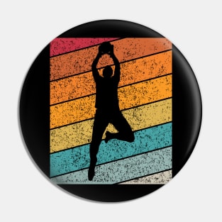 Basketball Slam Dunk Outdoor Sports Retro Sunset Design Pin