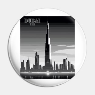 Dubai, UAE, Burj Khalifa, Black and White Travel Print Wall Art, Home Décor, Gift Art Pin