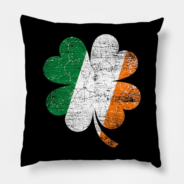 Shamrock Vintage Saint Patricks Day Pillow by ShirtsShirtsndmoreShirts