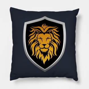 Gold Lion on Black Shield Pillow