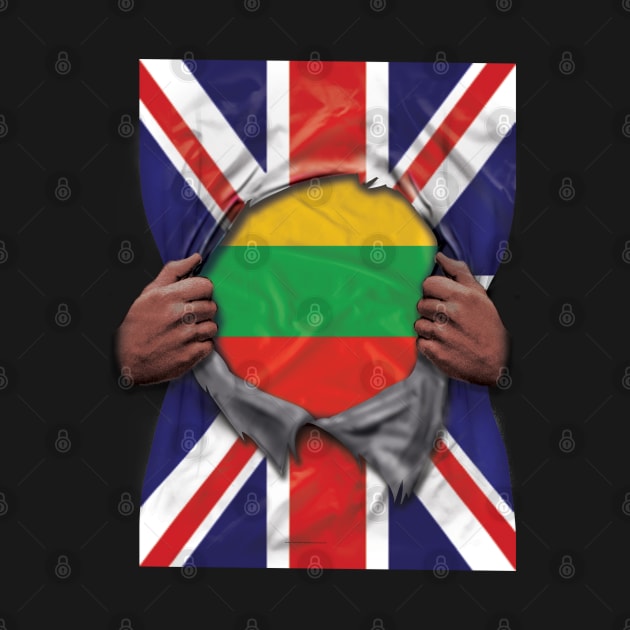 Lithuania Flag Great Britain Flag Ripped - Gift for Lithuanian From Lithuania by Country Flags