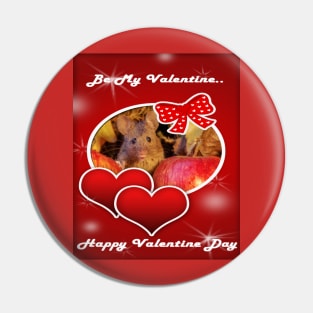 George the mouse in a log pile house - Valentine's Day card Pin