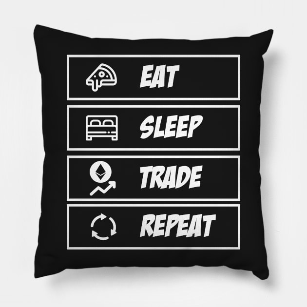 Eat Sleep Trade Ethereum Repeat Pillow by mangobanana