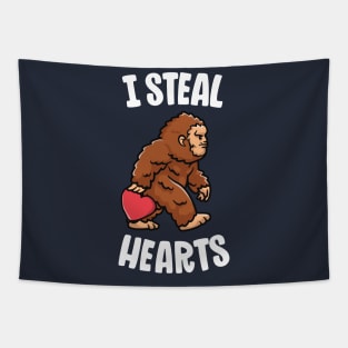 Bigfoot Valentines Day I Steal Hearts Funny Sasquatch Boys Tapestry