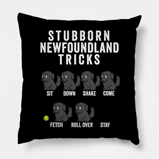 Stubborn Newfoundland Dog Tricks Pillow by blacklines