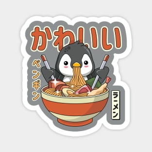 Kawaii Penguin Enjoying Ramen Magnet