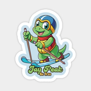 Cute Dinosaur Skiing Jay Peak Magnet