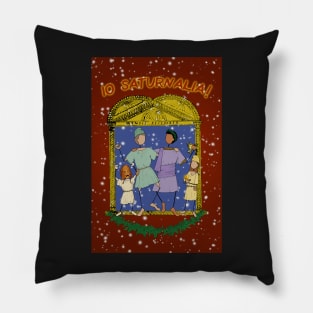 Happy Saturnalia! (RED background) Greek Myth Comix Pillow