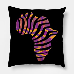 Kente, Africa Map, Stripes, Ghana Pattern Purple Pillow