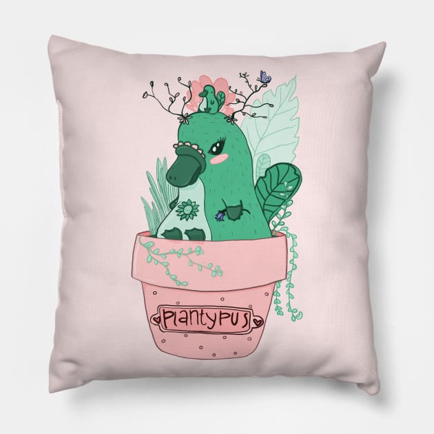 Plantypus Pillow by moonlitdoodl