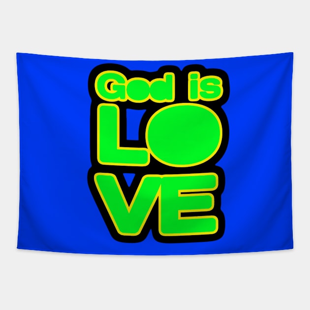 God is Love Green Design Tapestry by AlondraHanley