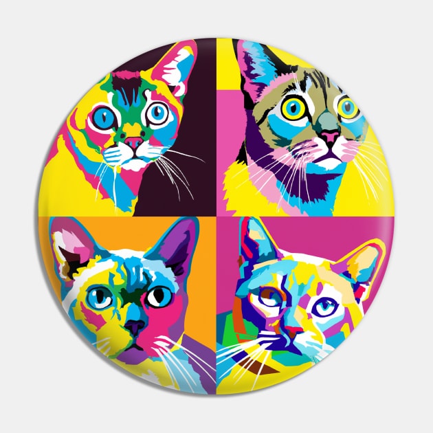 Singapura Cat Pop Art - Cat Lover Gift Pin by PawPopArt