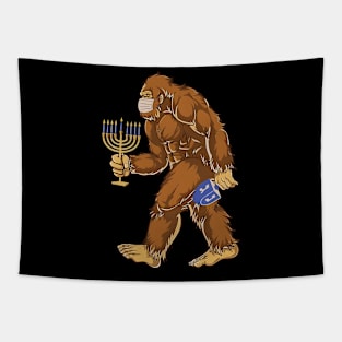 Hanukkah Bigfoot Sasquatch Maskorah Hanukkah Quarantine Tapestry