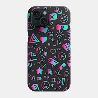 Cartoon Icons Super Cool Doodle Art Colorful Gradient Doodles - Gradient Icons Phone Case