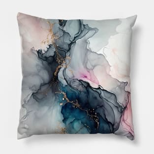 Pink and Blue Cosmos - Abstract Alcohol Ink Art Pillow