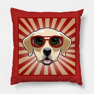 Puppy Wearing Red Sunglasses Labrador Retriever Pillow