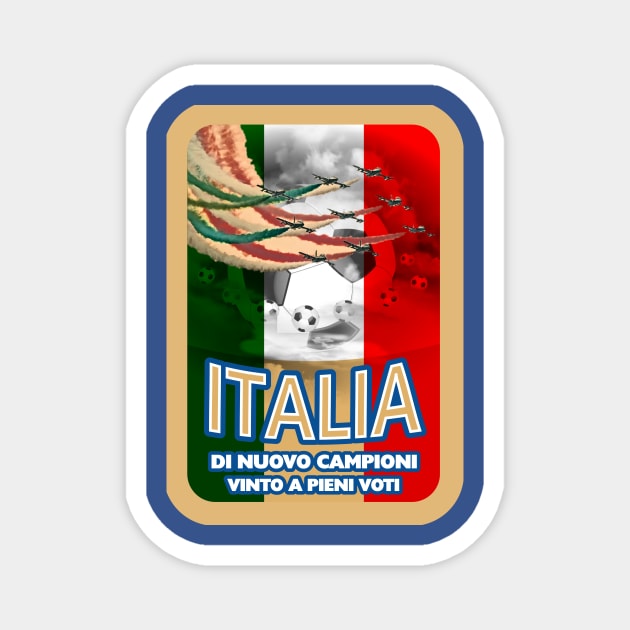 Italia European Football Won with Flying Colours Magnet by peckiefoureyes