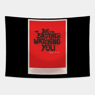 Orwellian Tribute - „Big Brother is Watching You“ - Dystopian Art Poster in Classic Colors Tapestry