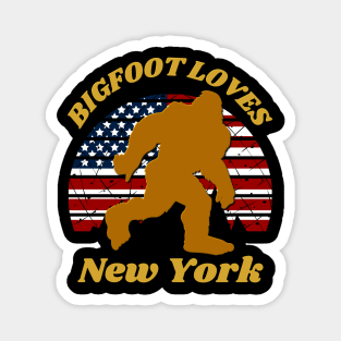 Bigfoot loves America and New York too Magnet