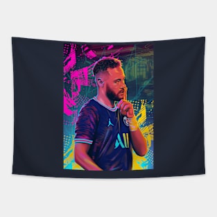 Neymar Jr Retrowave Tapestry