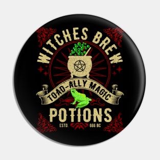 Witches Brew Toad-ally Magic Potions Label Design Pin