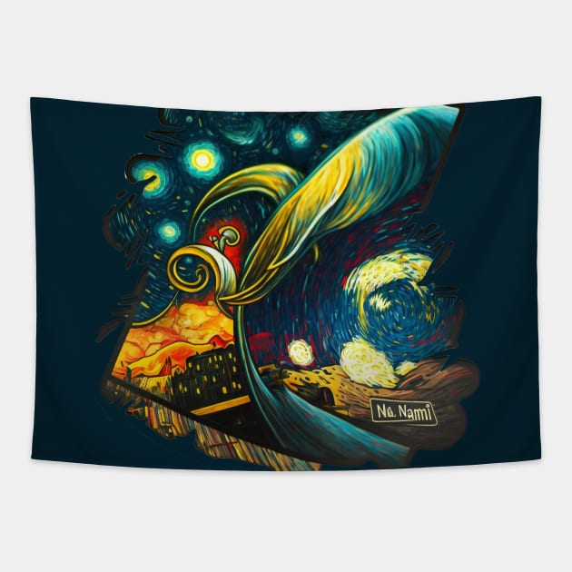 starry night rocketship Tapestry by Depressed Bunny