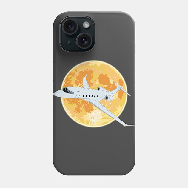 Bombardier Challenger 350 Jet Orange Full Moon Phone Case by Kassi Skye