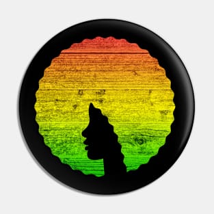 Afro Hair Woman with African Rasta Colors, Black History Pin