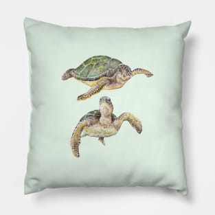 Sea Turtles Watercolor Pillow