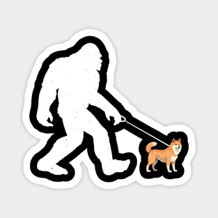 Bigfoot Walking Akita Dog Sasquatch Magnet