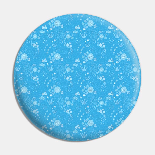 Blue flowers pattern #2 Pin by GreekTavern