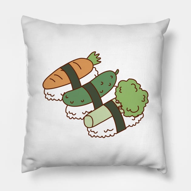 Vegetable Sushi Nigiri Pillow by blacklines