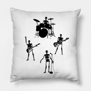Skeleton Band - Music Tee (Guitar, Bass, Drums, Vocals) Gifts For Musicians Pillow