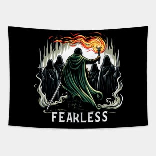 Fearless - A Lone Warrior Fights Shadowy Wraiths - Fantasy Tapestry