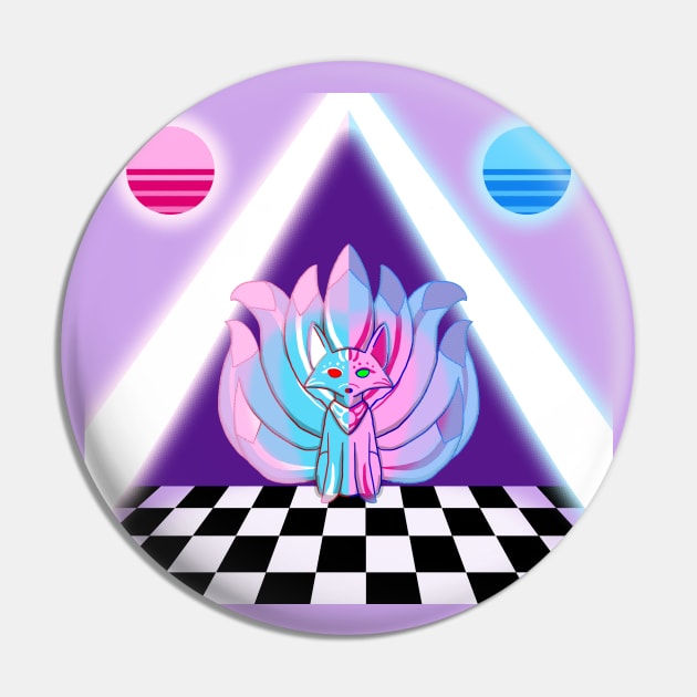 Kitsune Vaporwave Dream Pin by VixenwithStripes